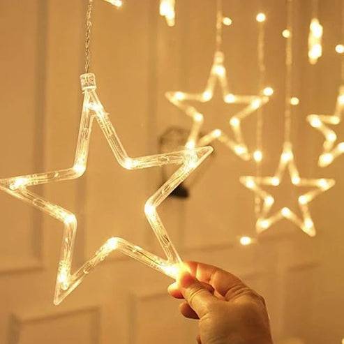 5 Small, 5 Big Star Window Curtain Hanging Light, Decoration for Diwali, Christmas, Wedding, Party, Home Buy @ ₹299