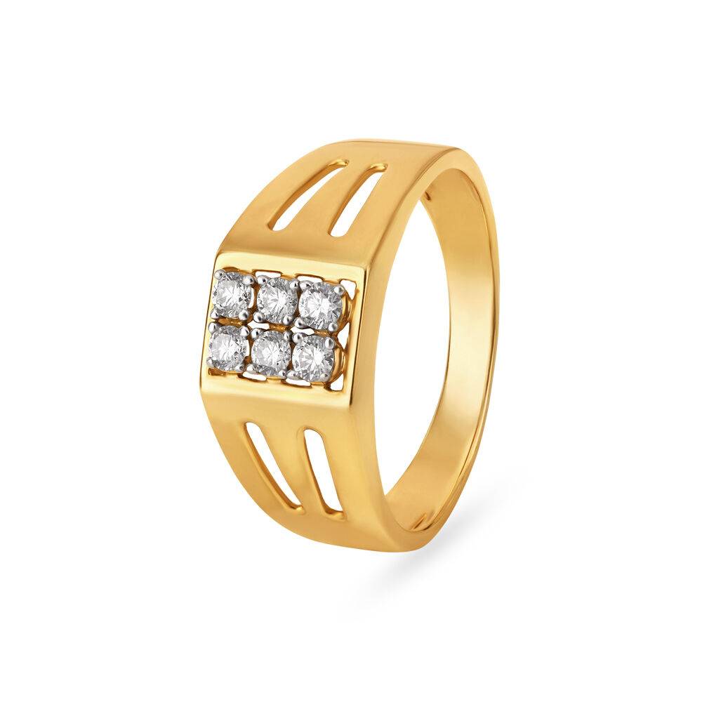 Charismatic Men's Square Matt Diamond Finger Ring