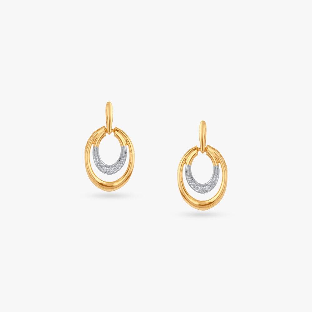 Dual Arc Diamond Drop Earrings
