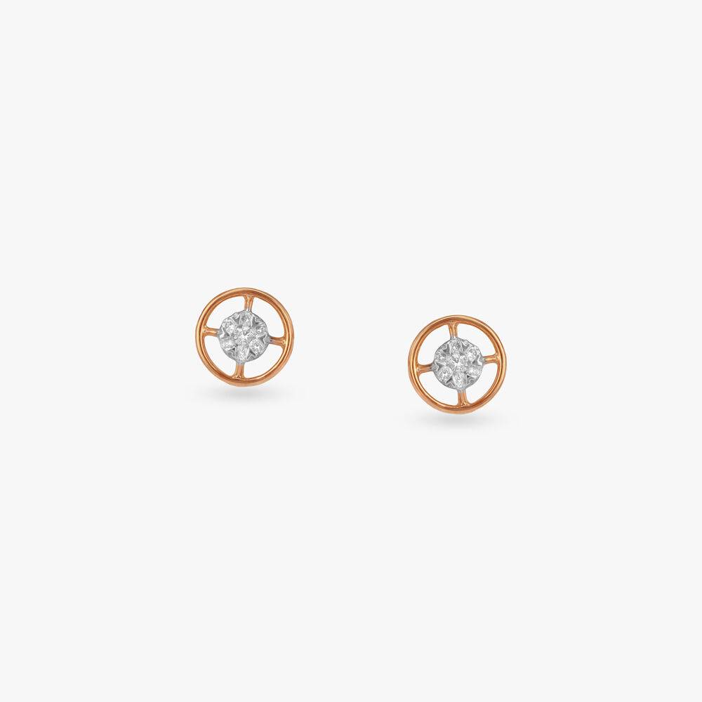 Radiant Circle Diamond Stud Earrings