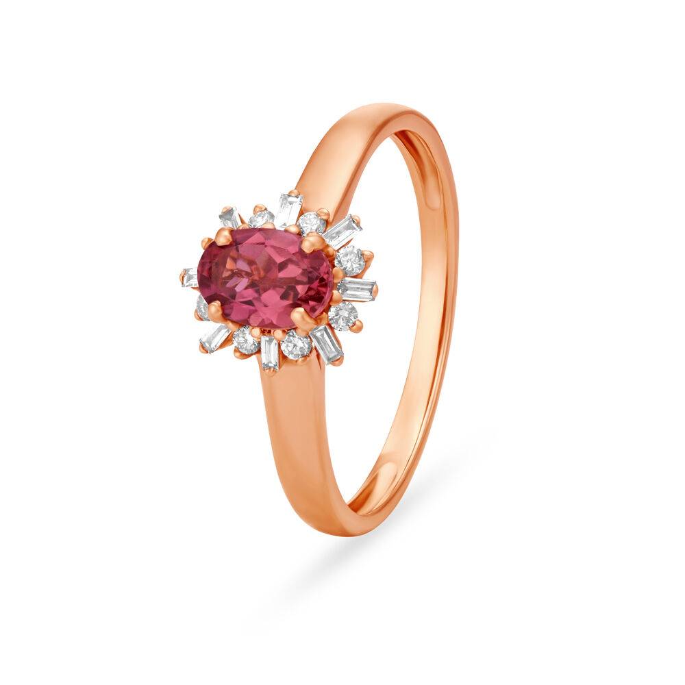 Tourmaline Studded Diamond Finger Ring