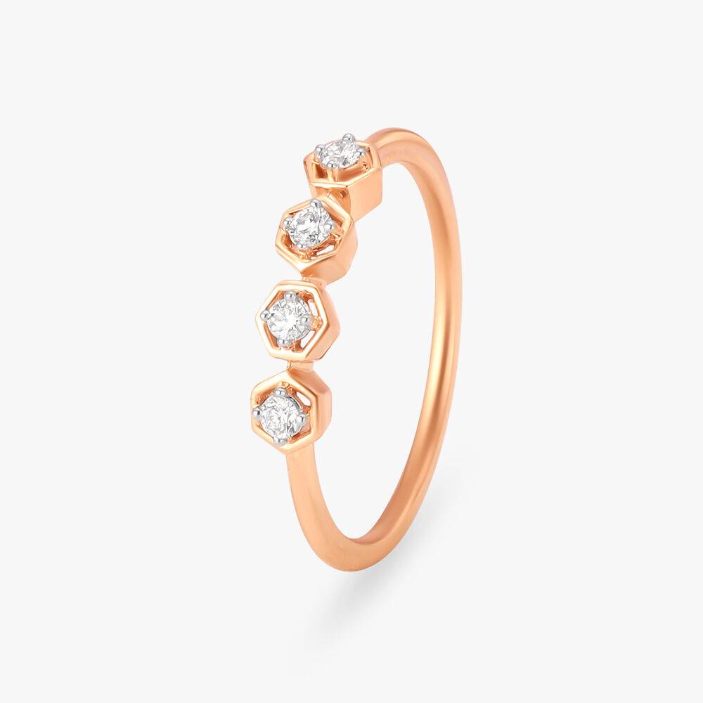 Hexagonal Diamond Finger Ring