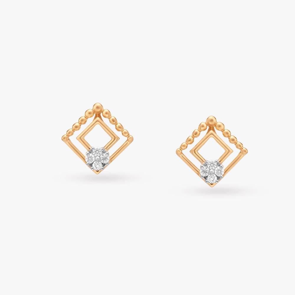 Aurea Frame Diamond Stud Earrings