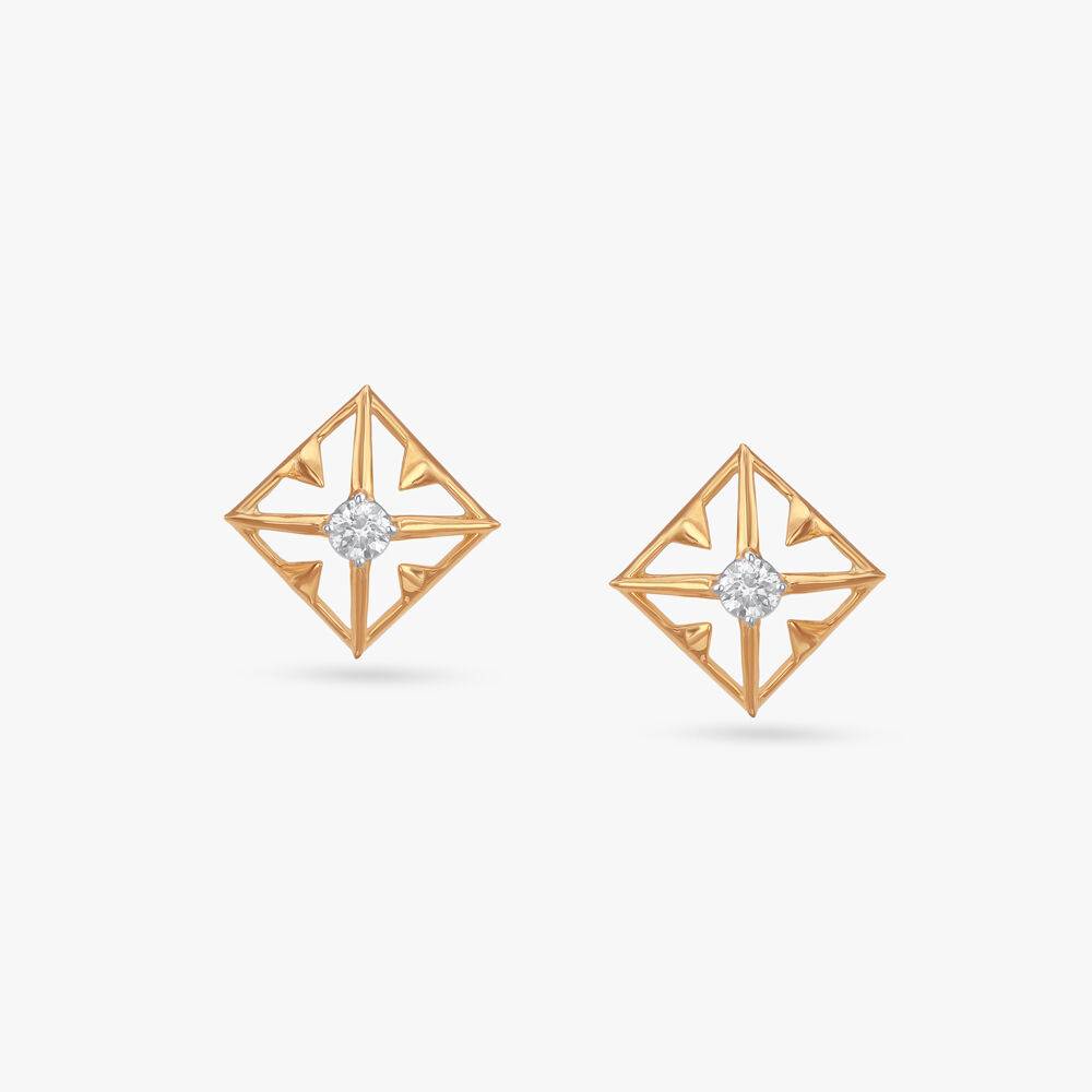 Prism Square Diamond Stud Earrings