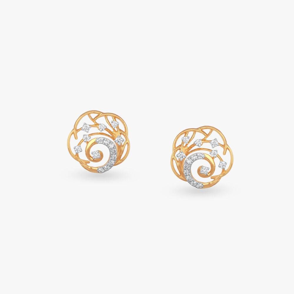 Spiral Bloom Diamond Stud Earrings