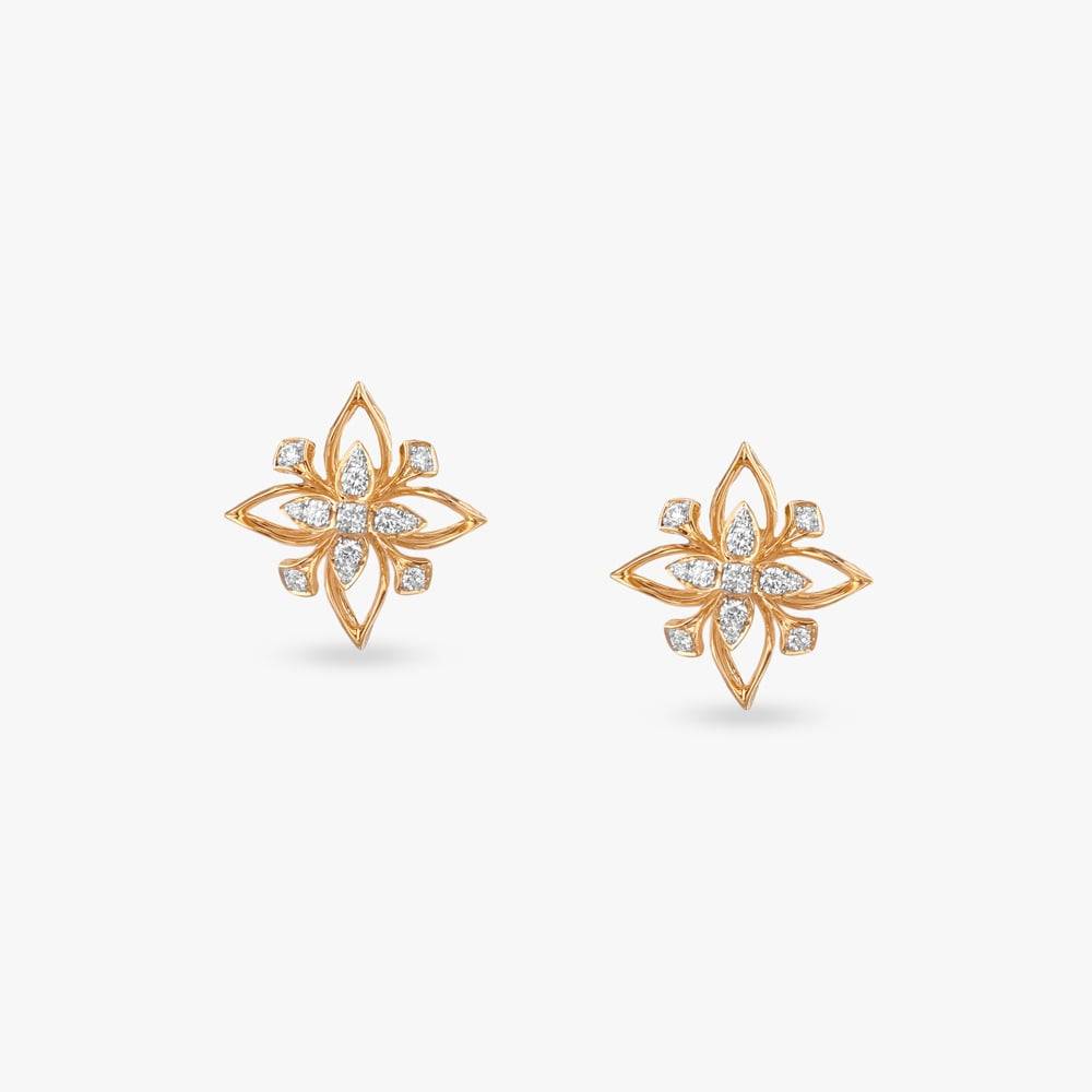 Radiant Floral Diamond Stud Earrings