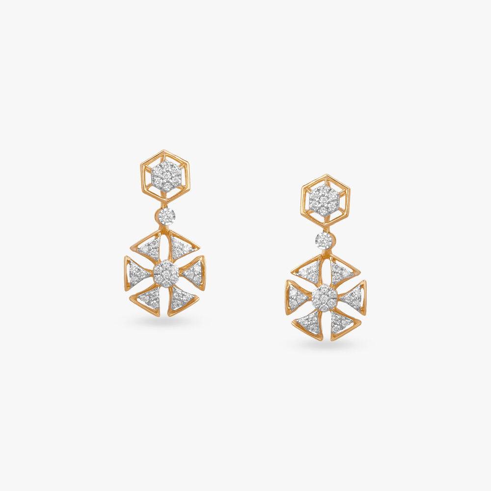 Stellar Hexa Diamond Drop Earrings