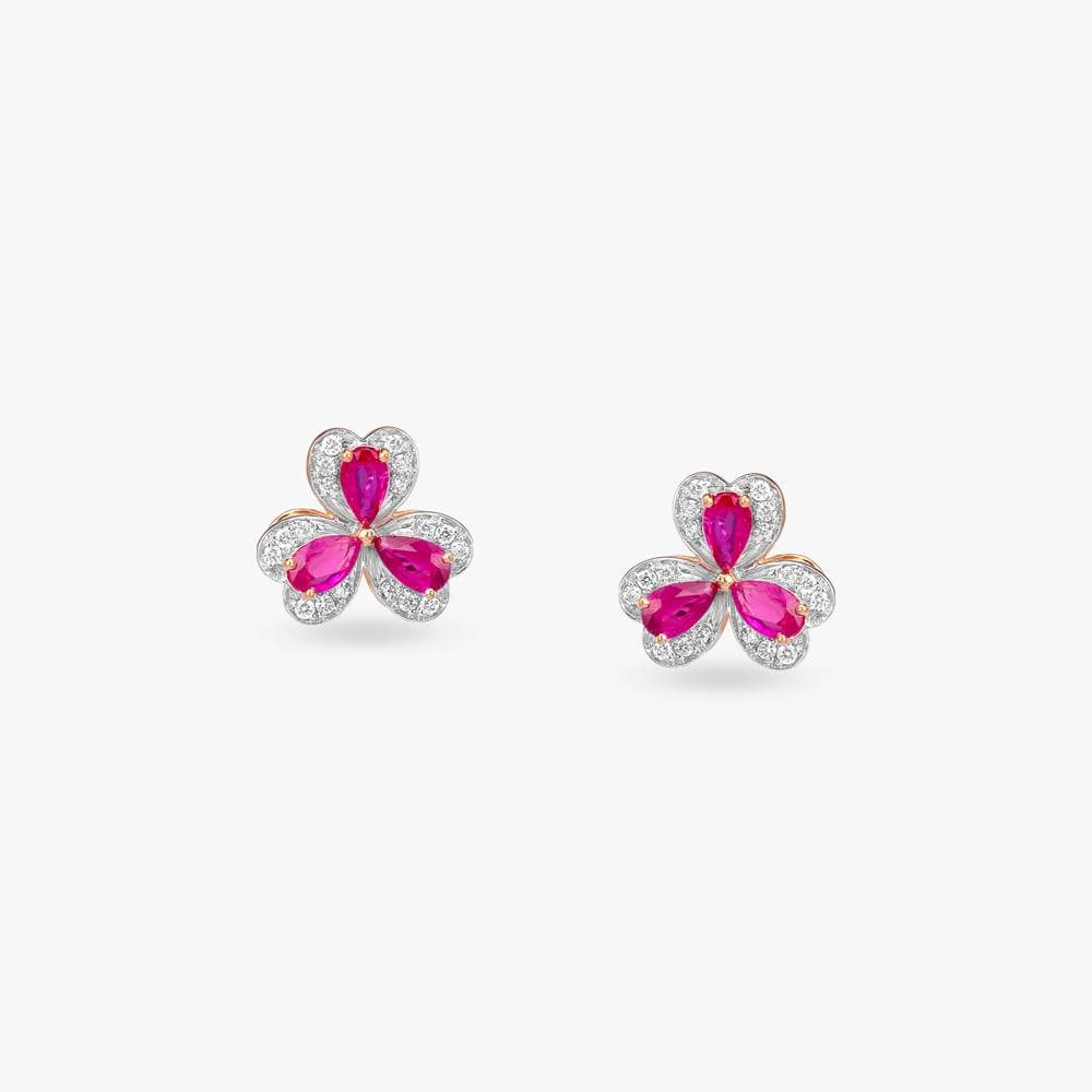 Floral Radiance Diamond Stud Earrings