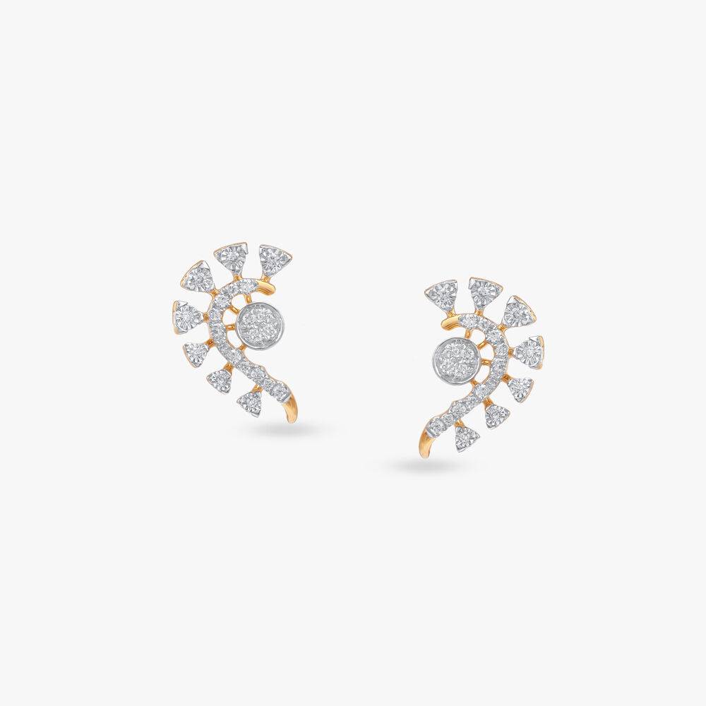 Celestial Spiral Diamond Stud Earrings
