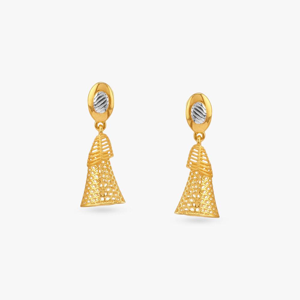 Woven Delight Gold Drop Earrings