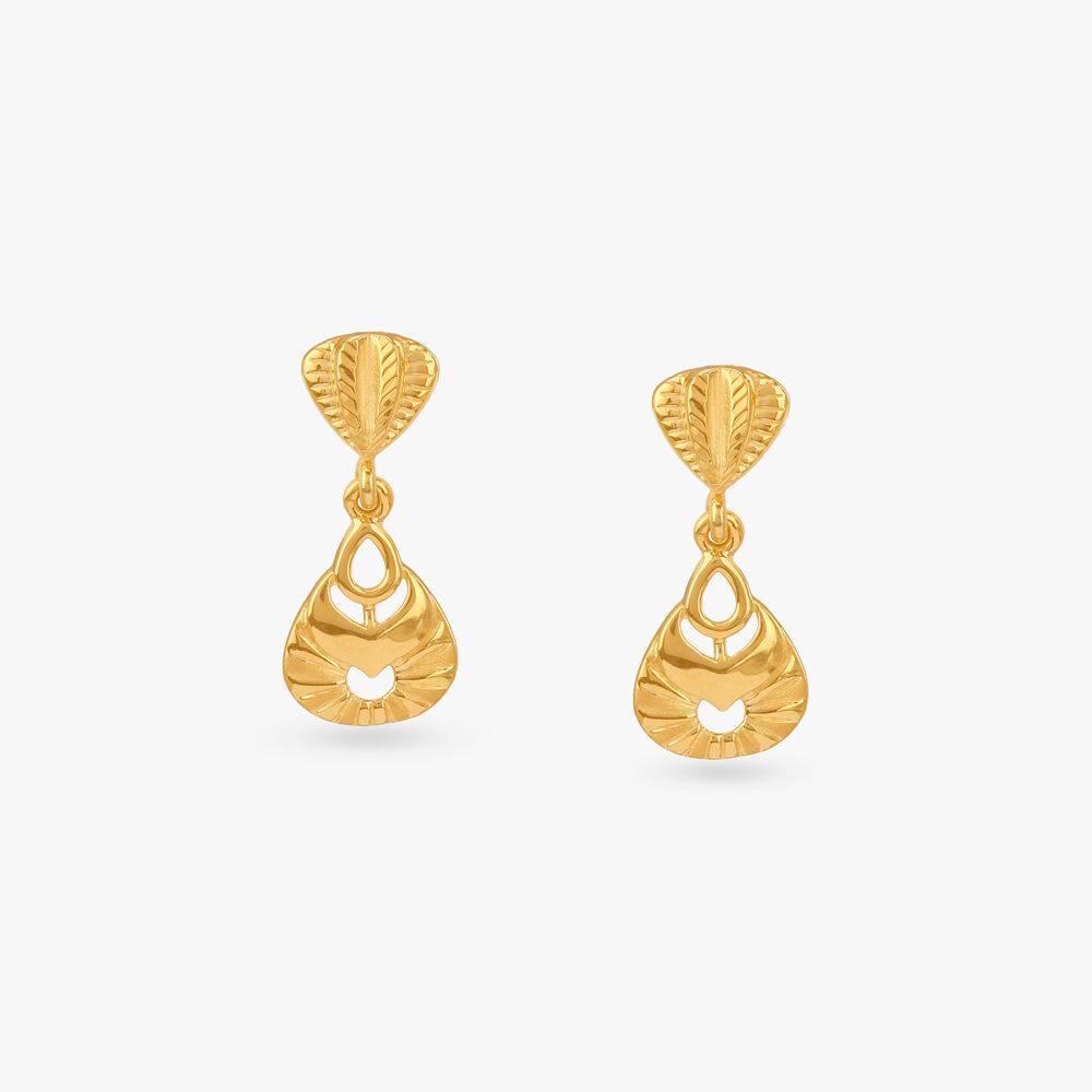 Sunlit Leaf Gold Drop Earrings