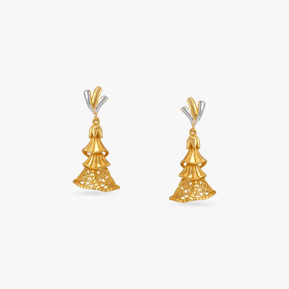 Ethereal Filigree Gold Jhumka Earrings