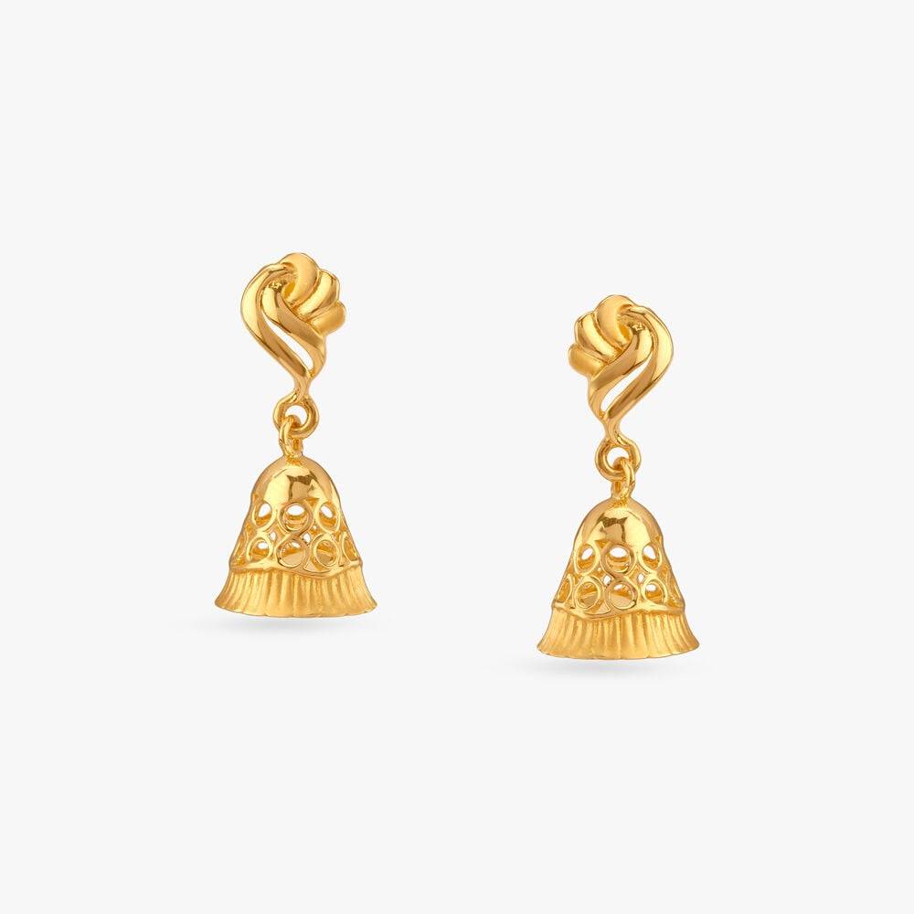Gilded Grace Gold Jhumka Earrings