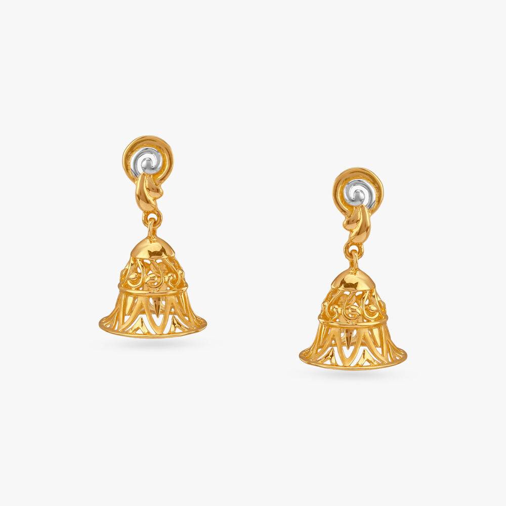 Regal Chime Gold Jhumka Earrings