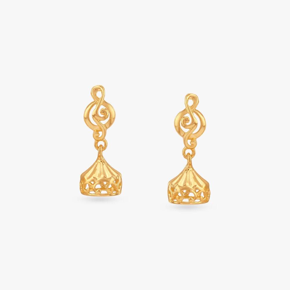 Aurora Twist Gold Jhumka Earrings