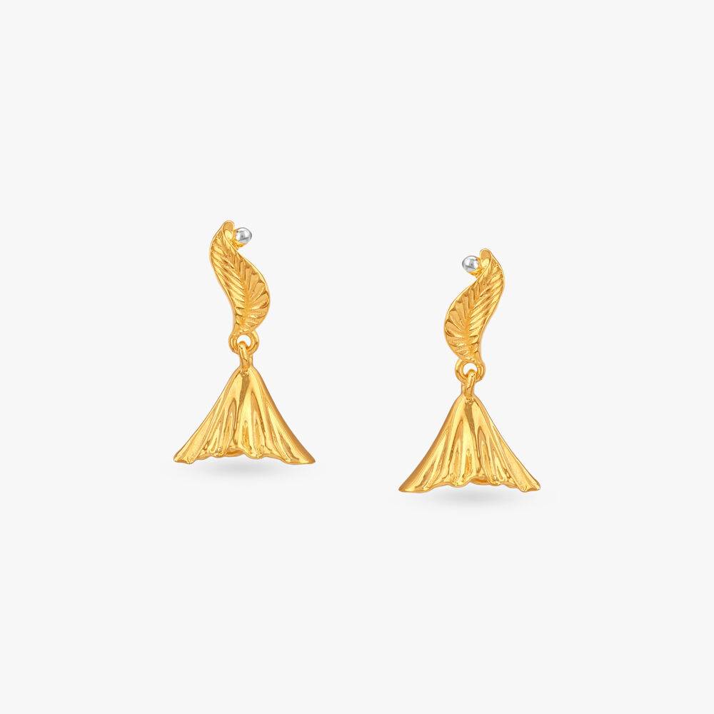 Dewdrop Drape Gold Jhumka Earrings