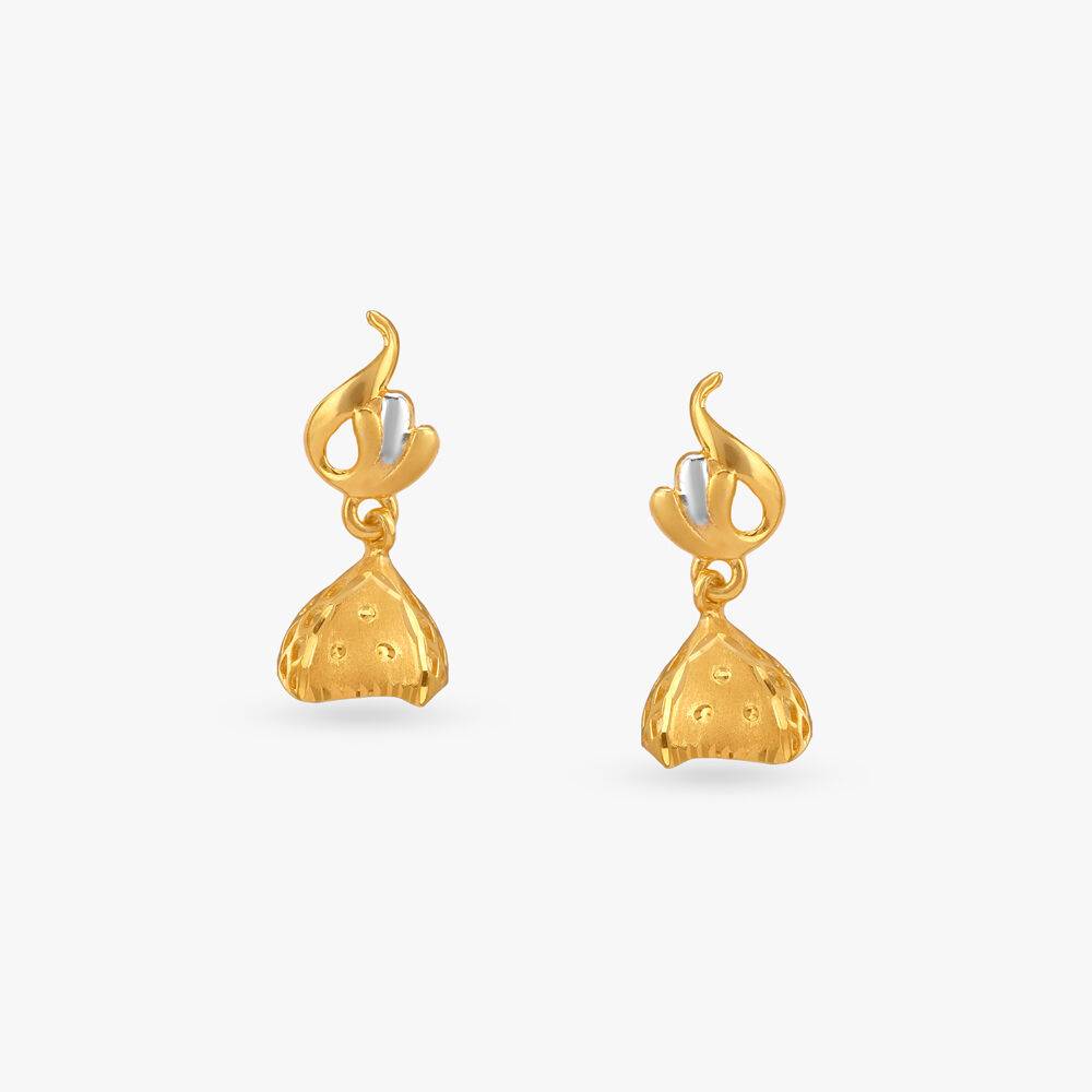 Luminous Bloom Gold Jhumka Earrings