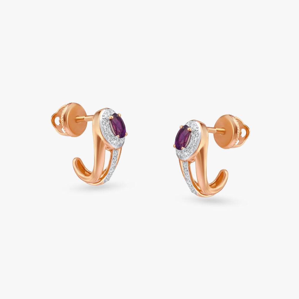 Gleam Curve Diamond Hoop Earrings