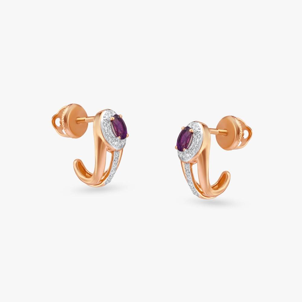 Gleam Curve Diamond Hoop Earrings