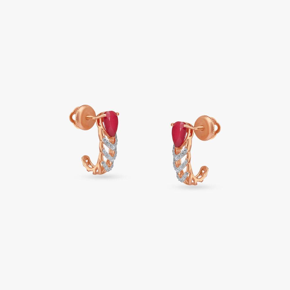 Crimson Cascade Diamond Hoop Earrings