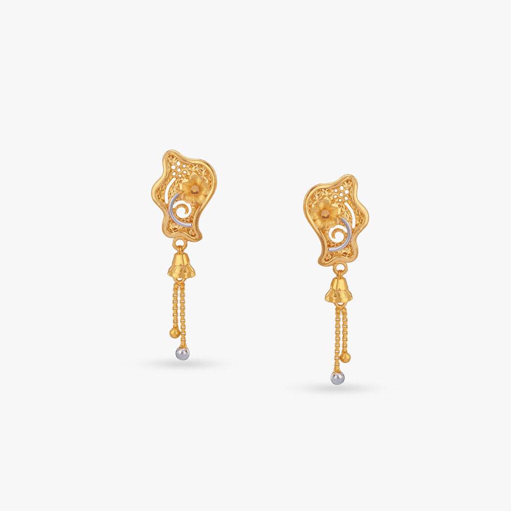 Bloom Wave Gold Drop Earrings