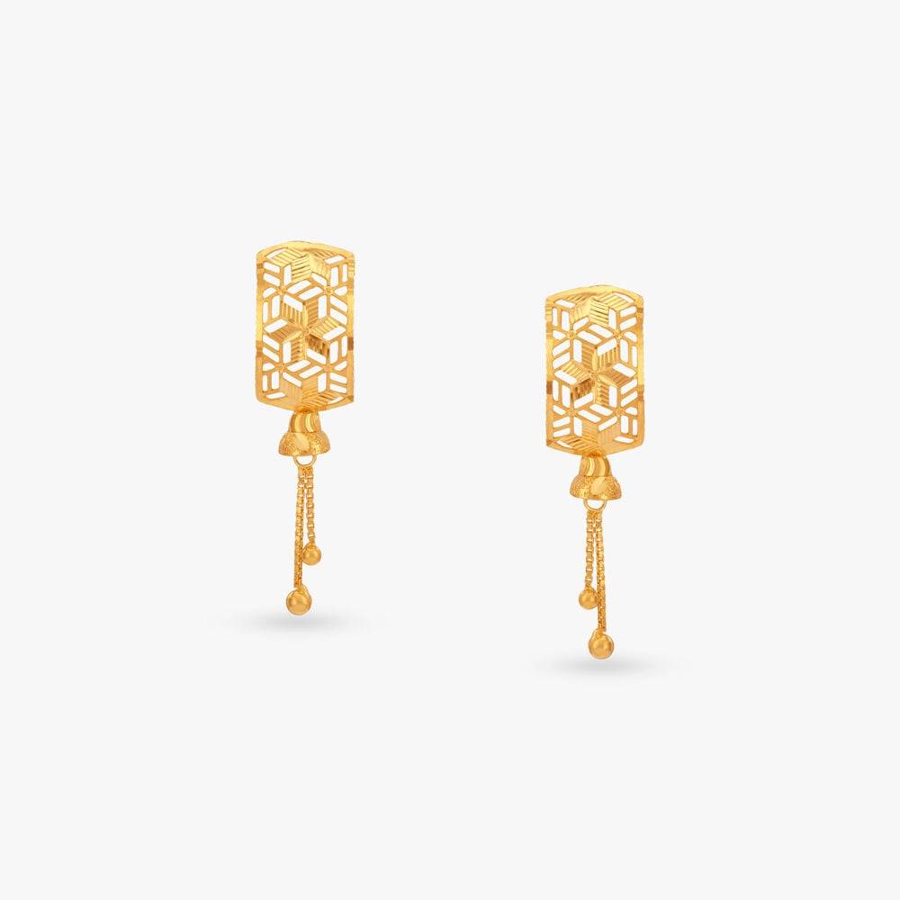 Geometric Charm Gold Drop Earrings