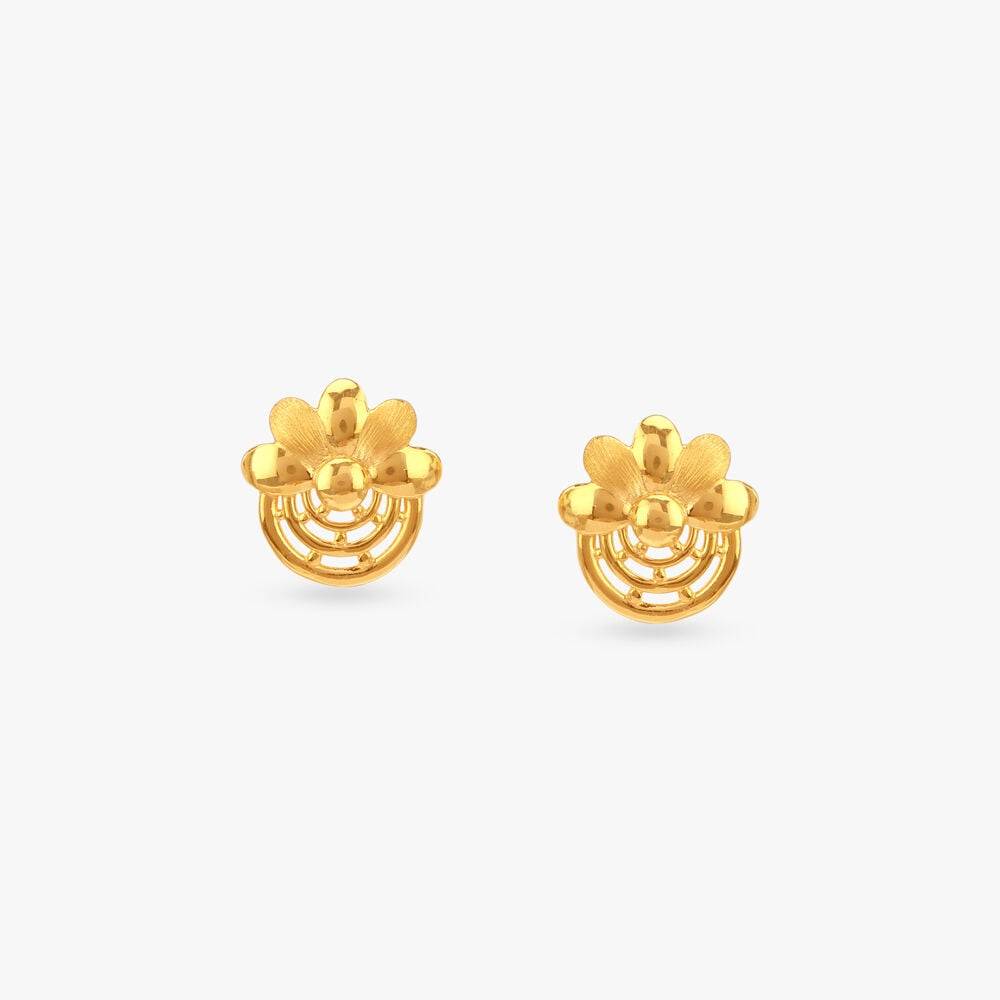 Bloom Arc Gold Stud Earrings
