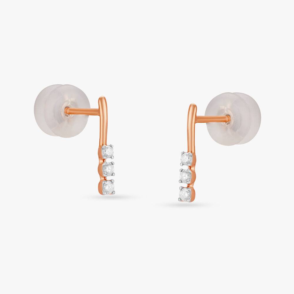 Linear Luxe Diamond Stud Earrings