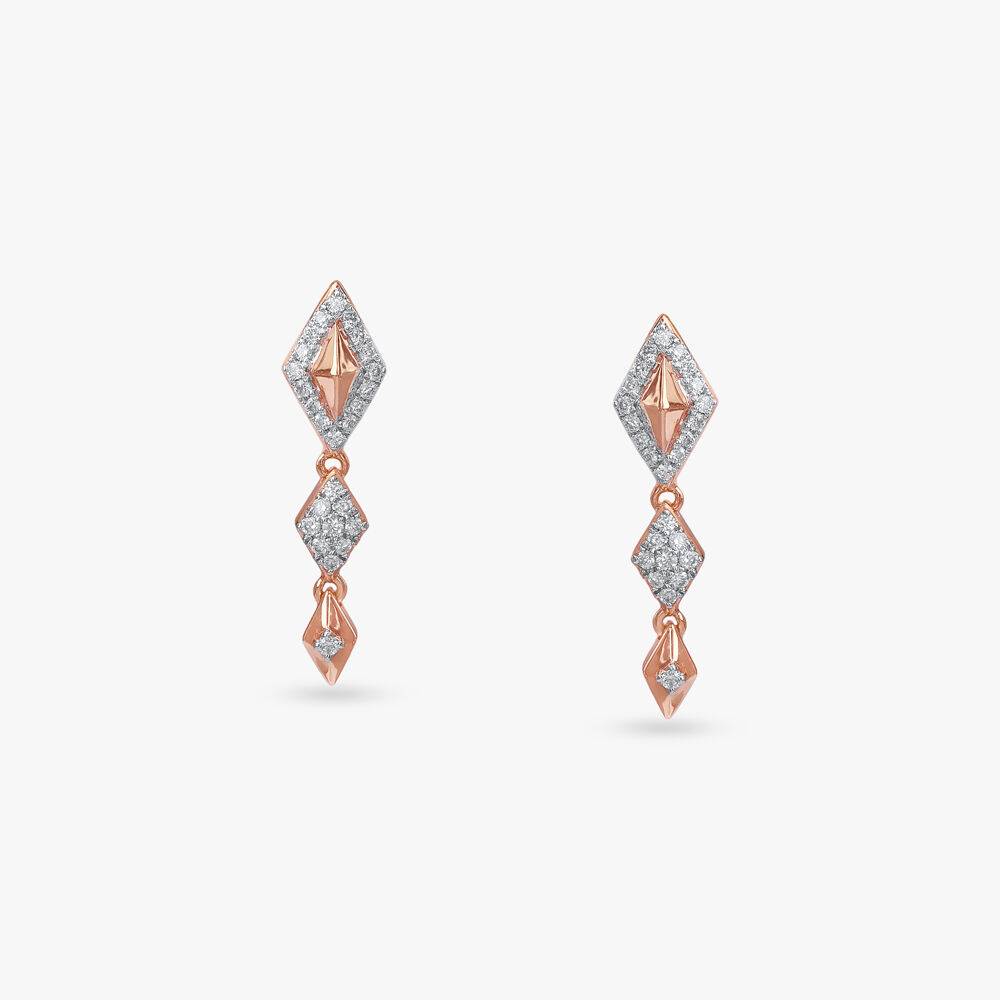 Rhombus Stacked Diamond Drop Earrings