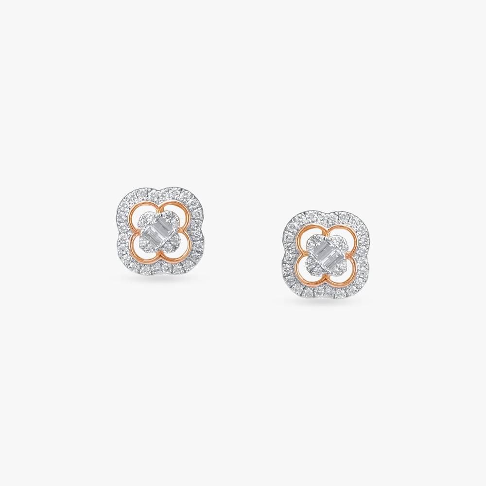 Baguette Bloom Diamond Stud Earrings