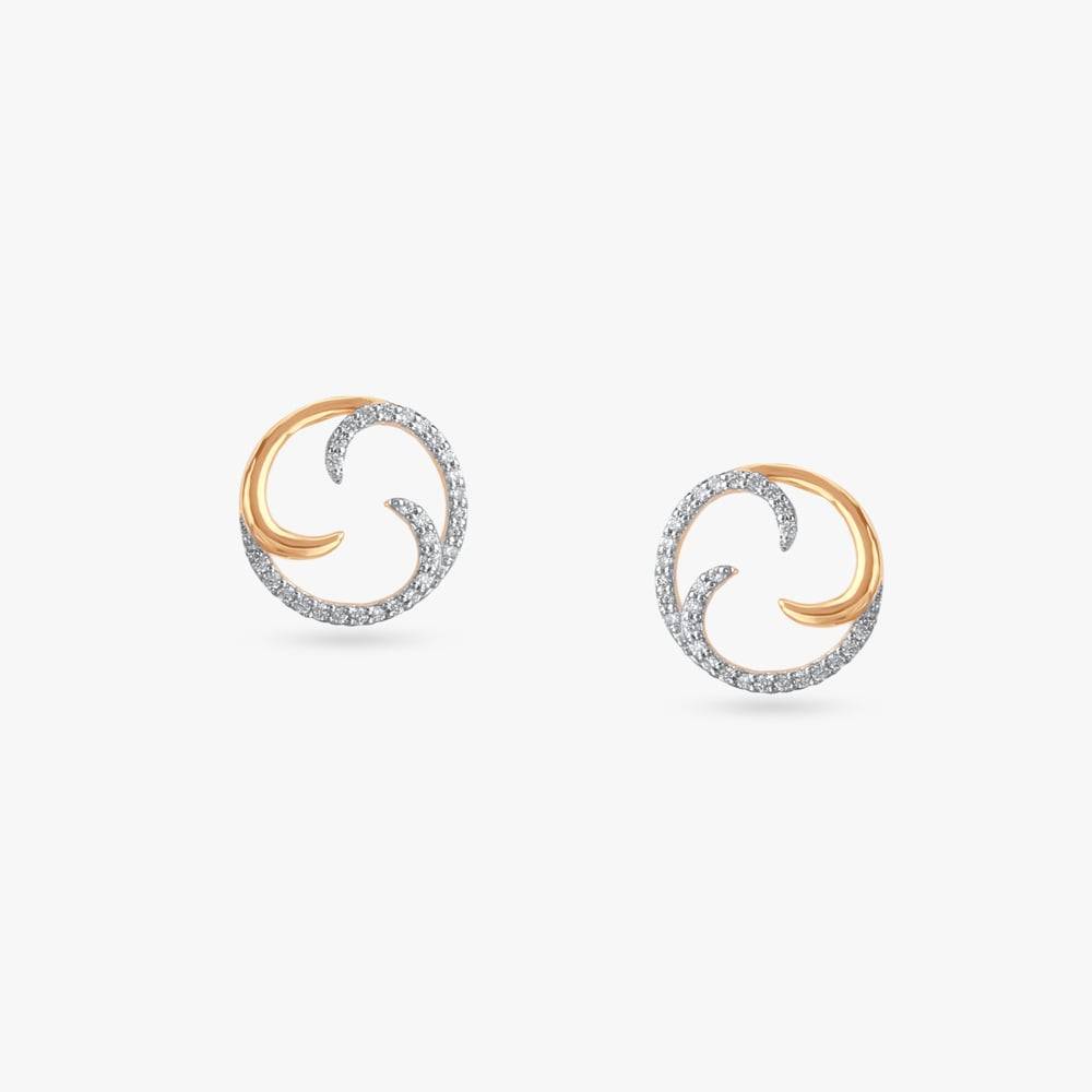 Solar Swirl Diamond Stud Earrings