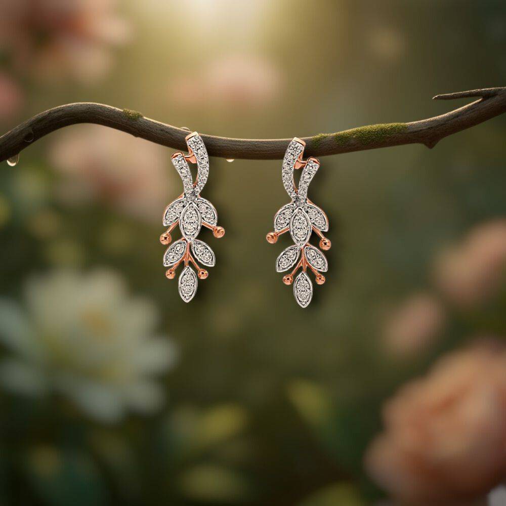 Luminous Vine Diamond Drop Earrings
