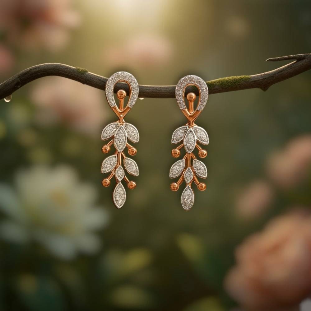 Sparkling Vine Diamond Drop Earrings