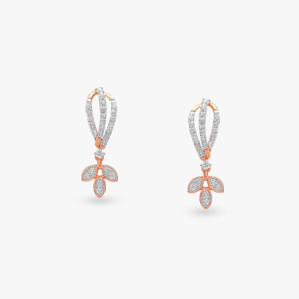 Loop Leaf Diamond Drop Earrings