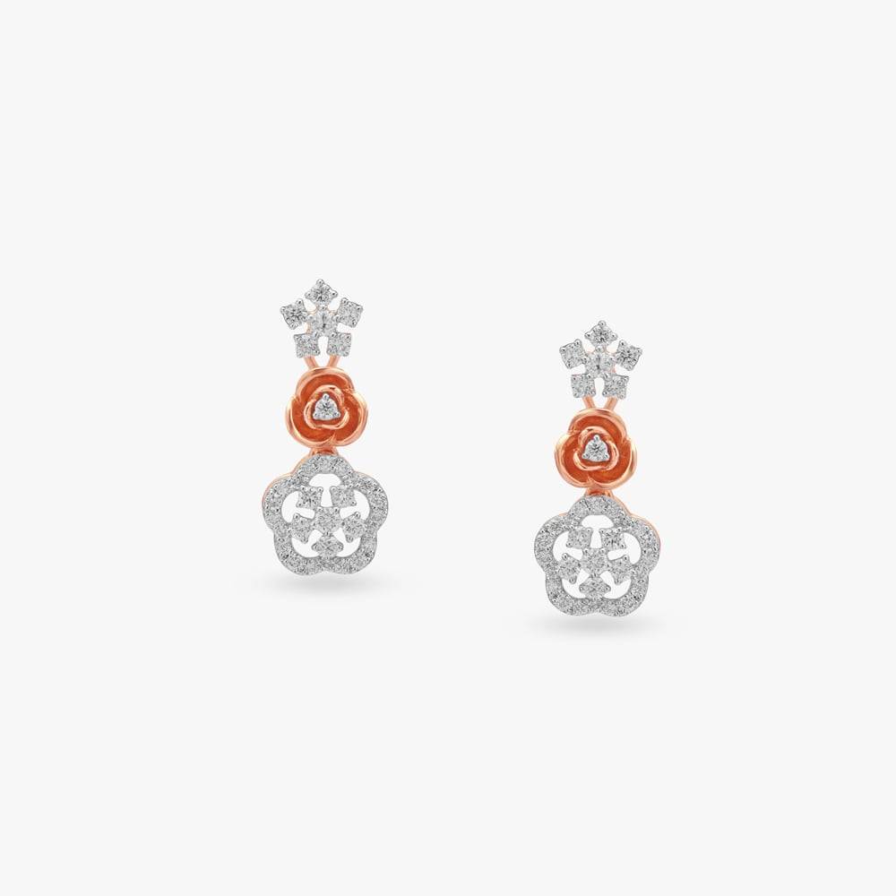 Rose Bloom Diamond Drop Earrings