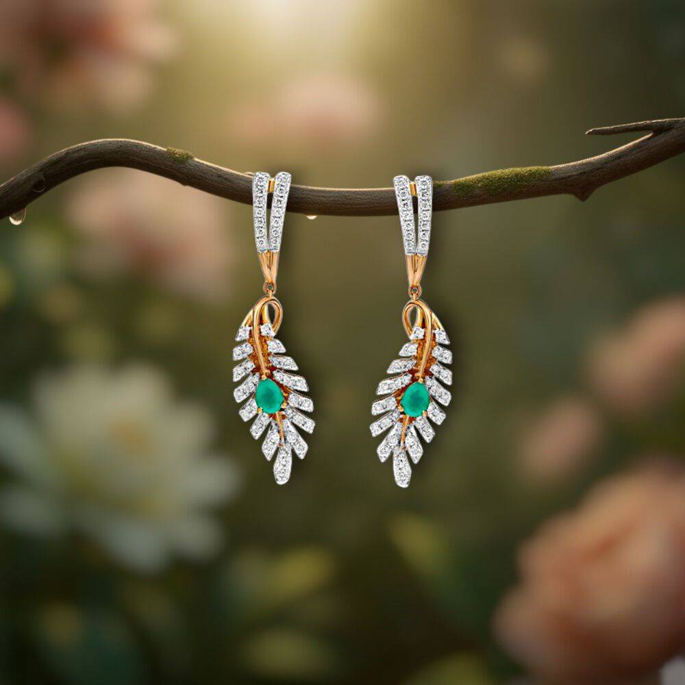 Leaf Radiance Diamond Drop Earrings