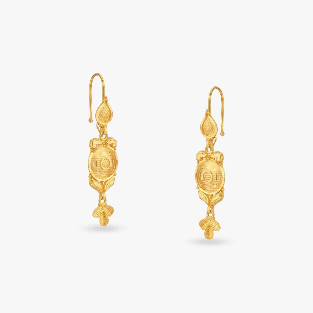 Elongated Medallion Gold Hoop Earrings
