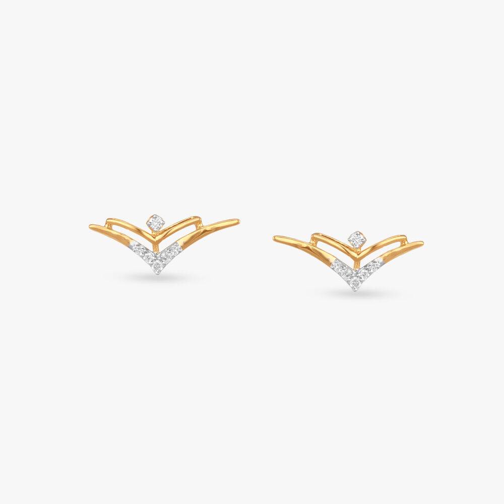 Arc Crest Diamond Stud Earrings