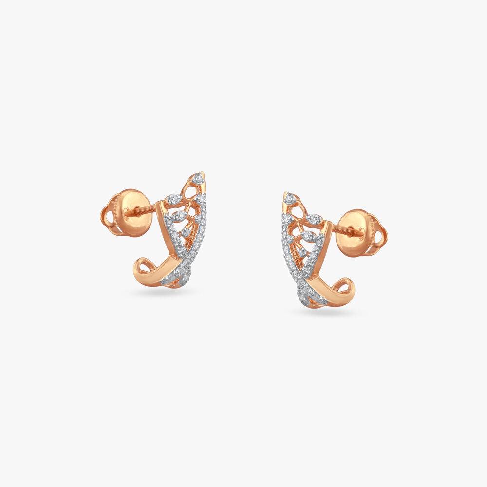 Twinkling Crossover Diamond Stud Earrings