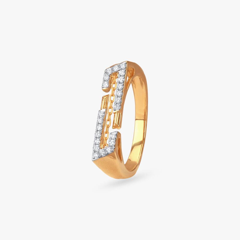 Link Frame Diamond Ring