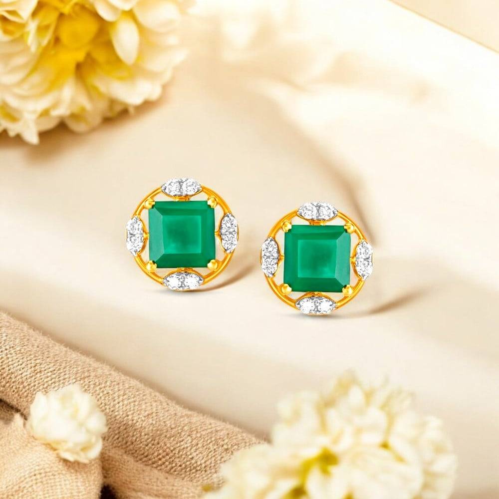 Breathtaking Onyx Stone Diamond Stud Earrings for Kids