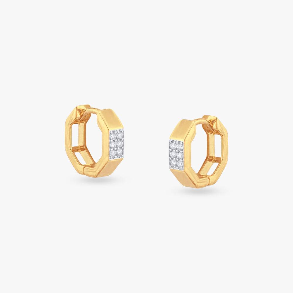 Octagon Edge Diamond Hoop Earrings For Men
