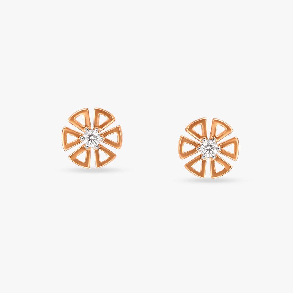 Glorious Flower Diamond Stud Earrings for Kids