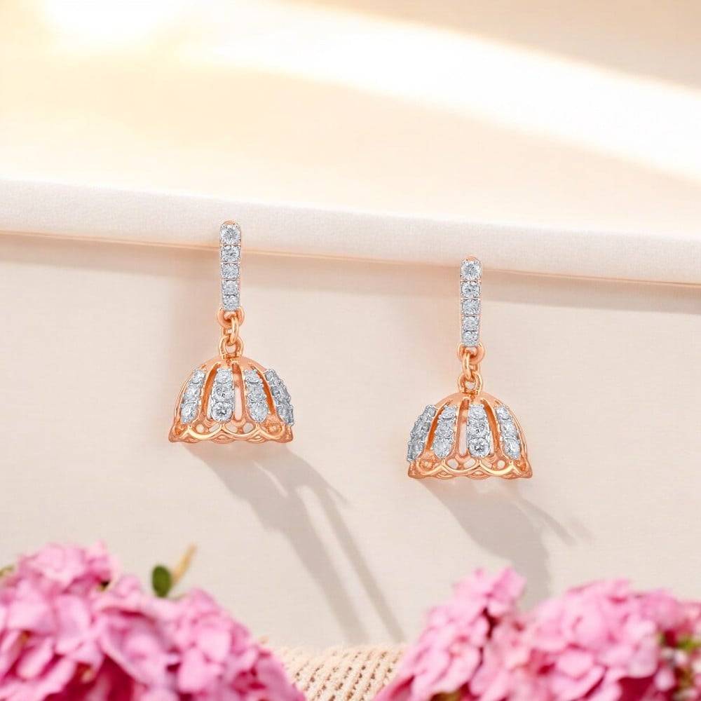 Twinkle Dome Diamond Jhumka Earrings for Kids