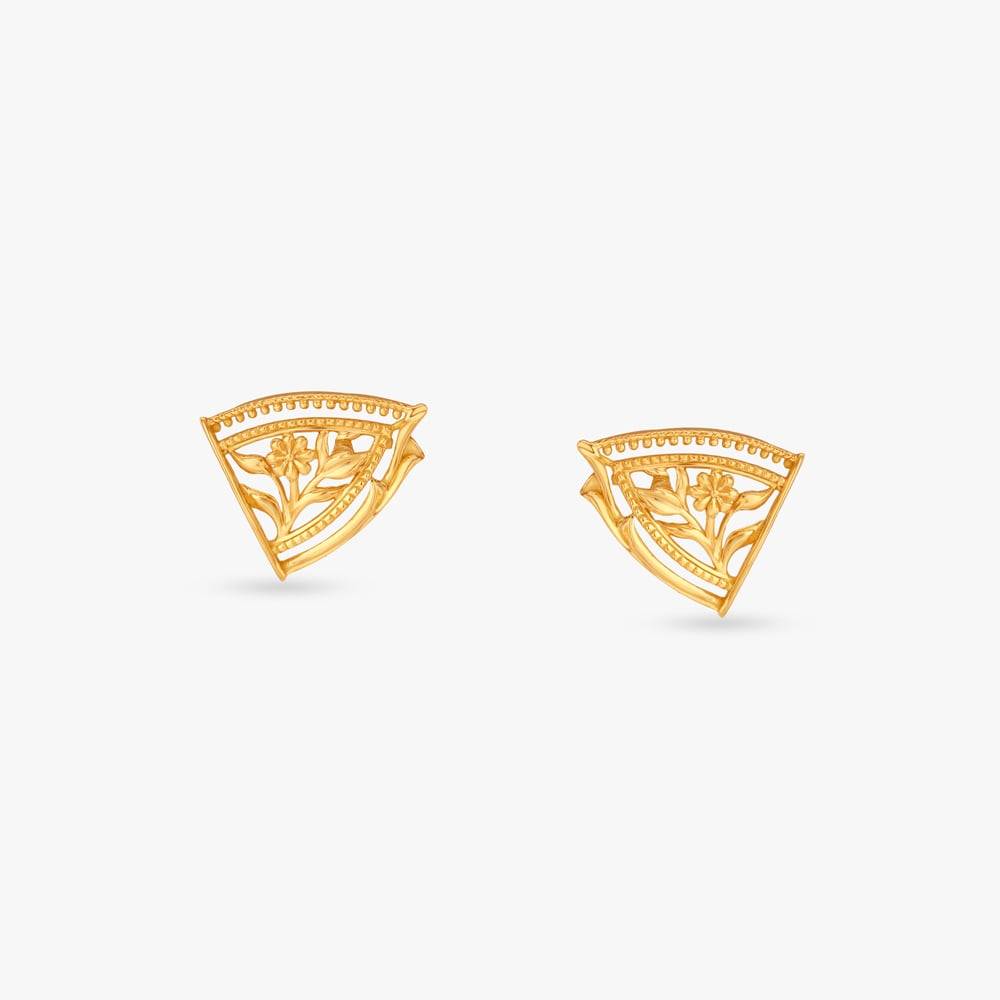 Blossom Curve Gold Stud Earrings