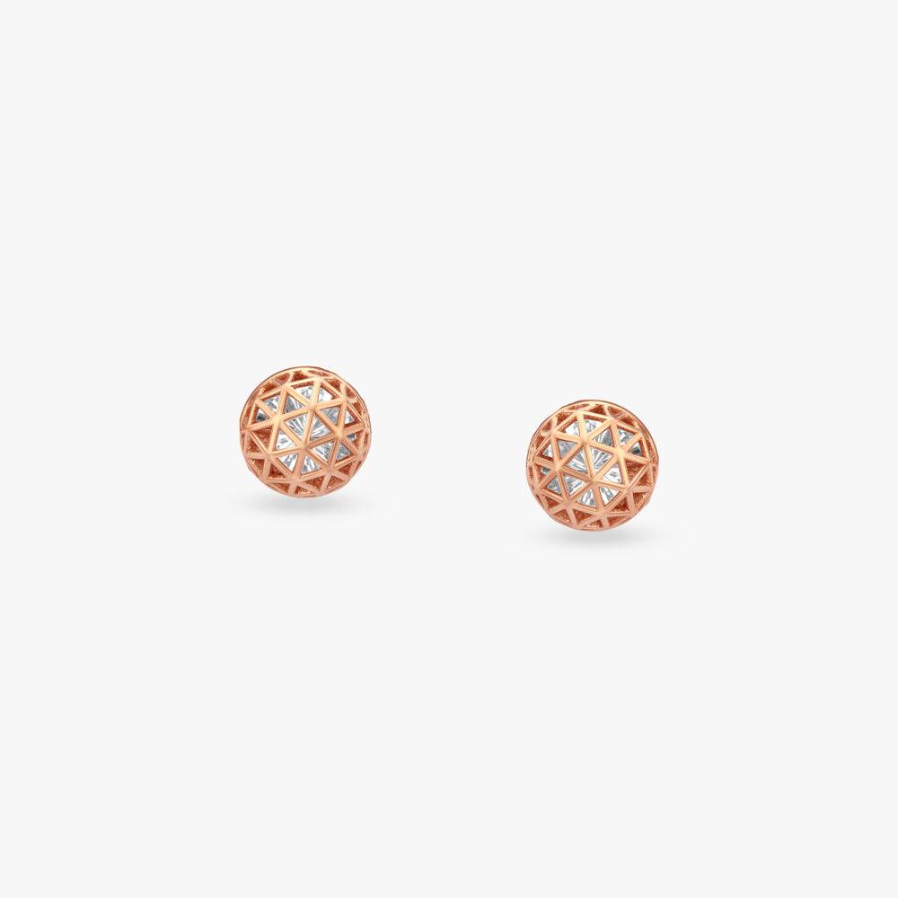 Modern Grid Gold Stud Earrings