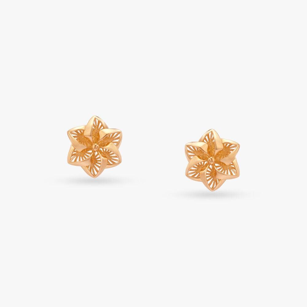 Intricate Petal Gold Stud Earrings
