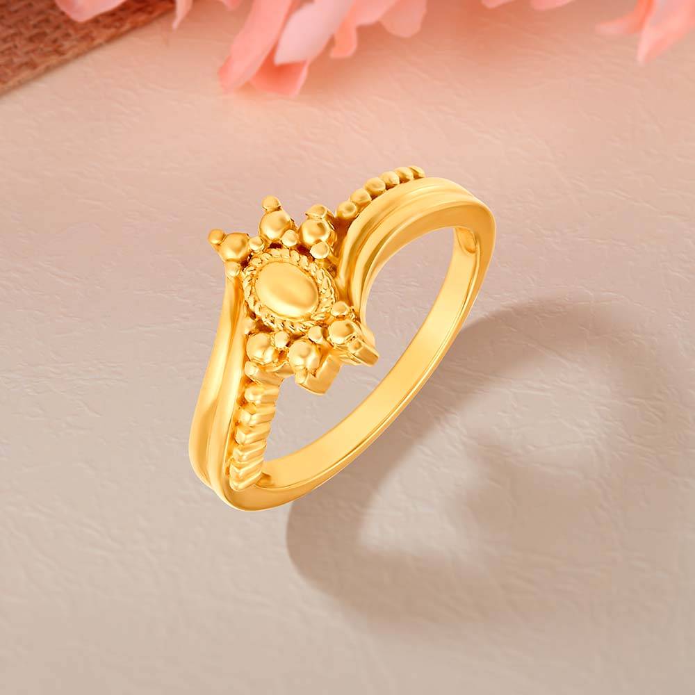 Alluring Gold Beaded Finger Ring