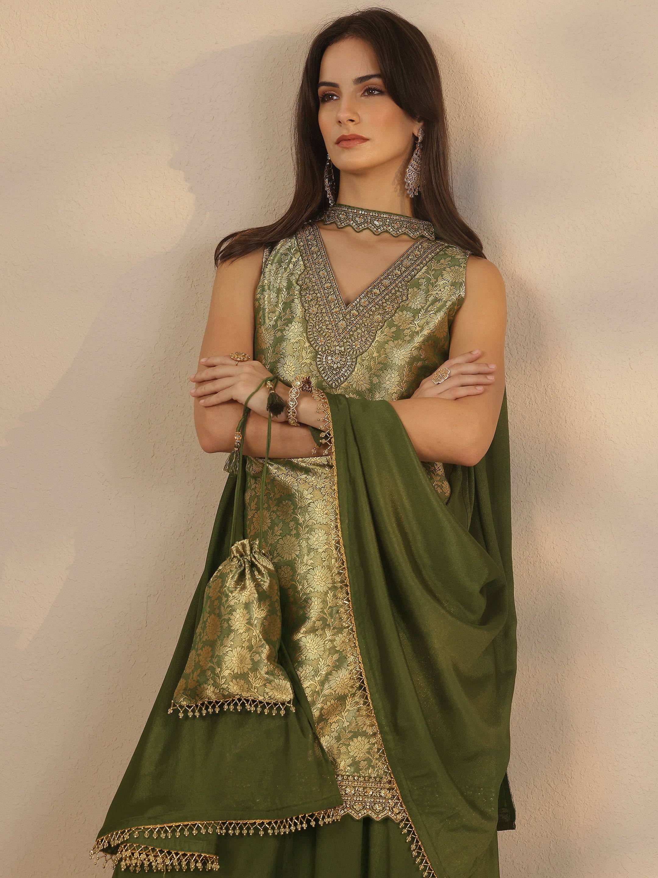 Libas Art Green Embroidered Silk Blend ... Buy only at ₹6499
