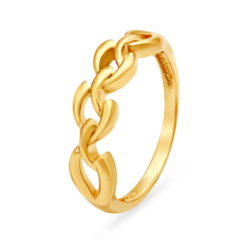 Elegant 22 Karat Yellow Gold Interlinked Waves Finger Ring